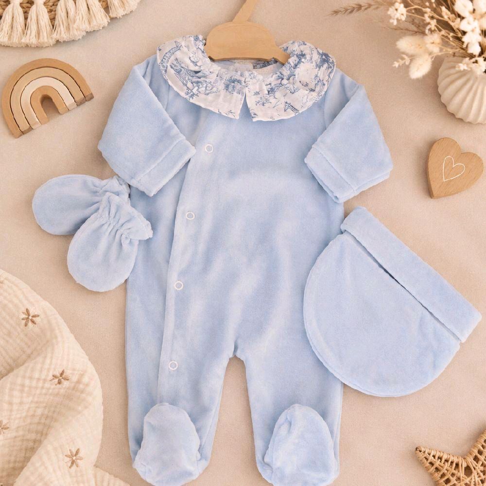 Ensemble bébé pyjama velours col savane