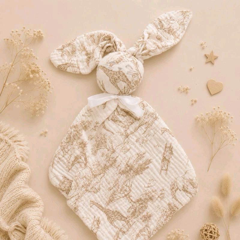 Doudou bébé motif savane