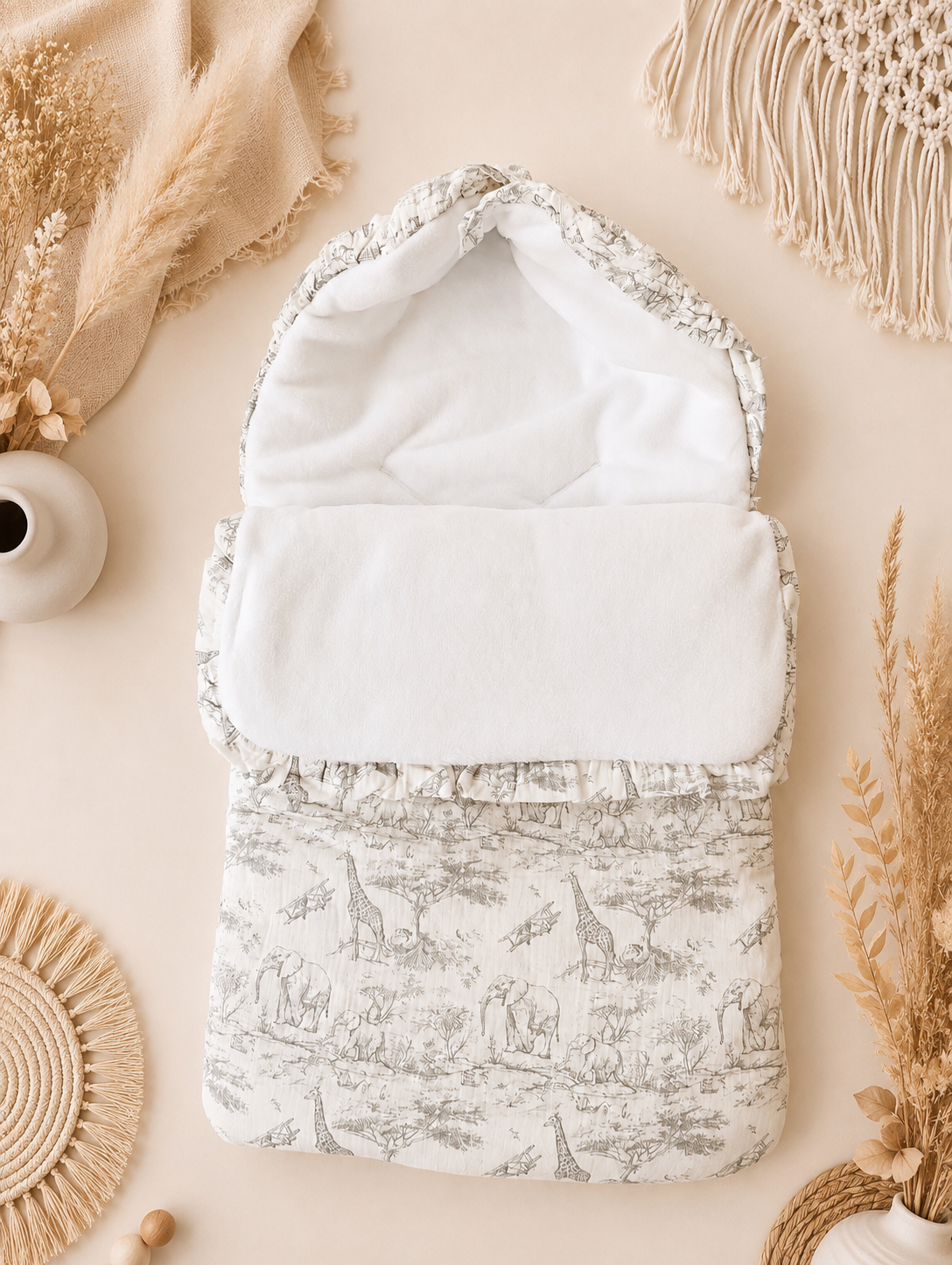 Nid d’ange gaze de coton et polaire savane gris