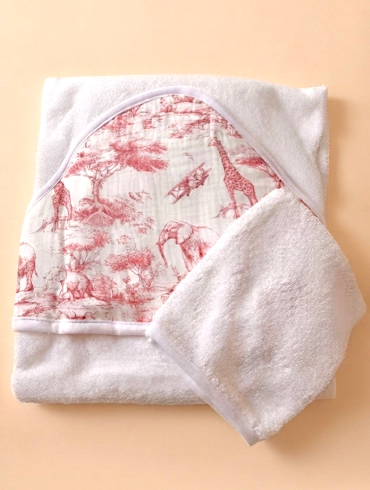 Cape de bain bébé savane rose