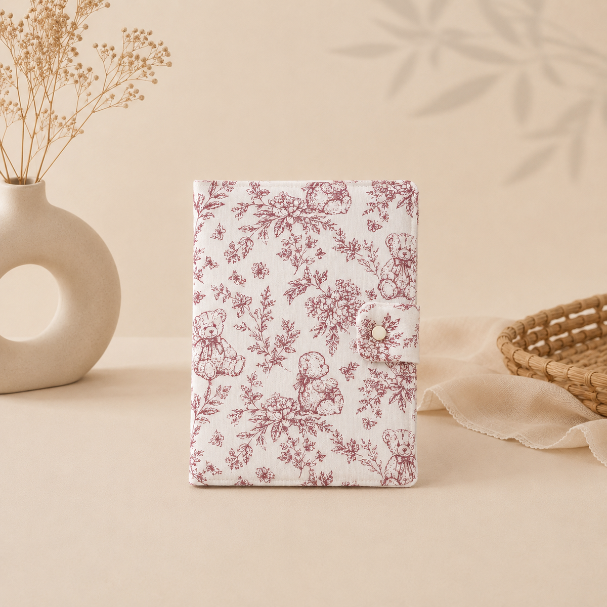 Protège carnet de santé ourson rose