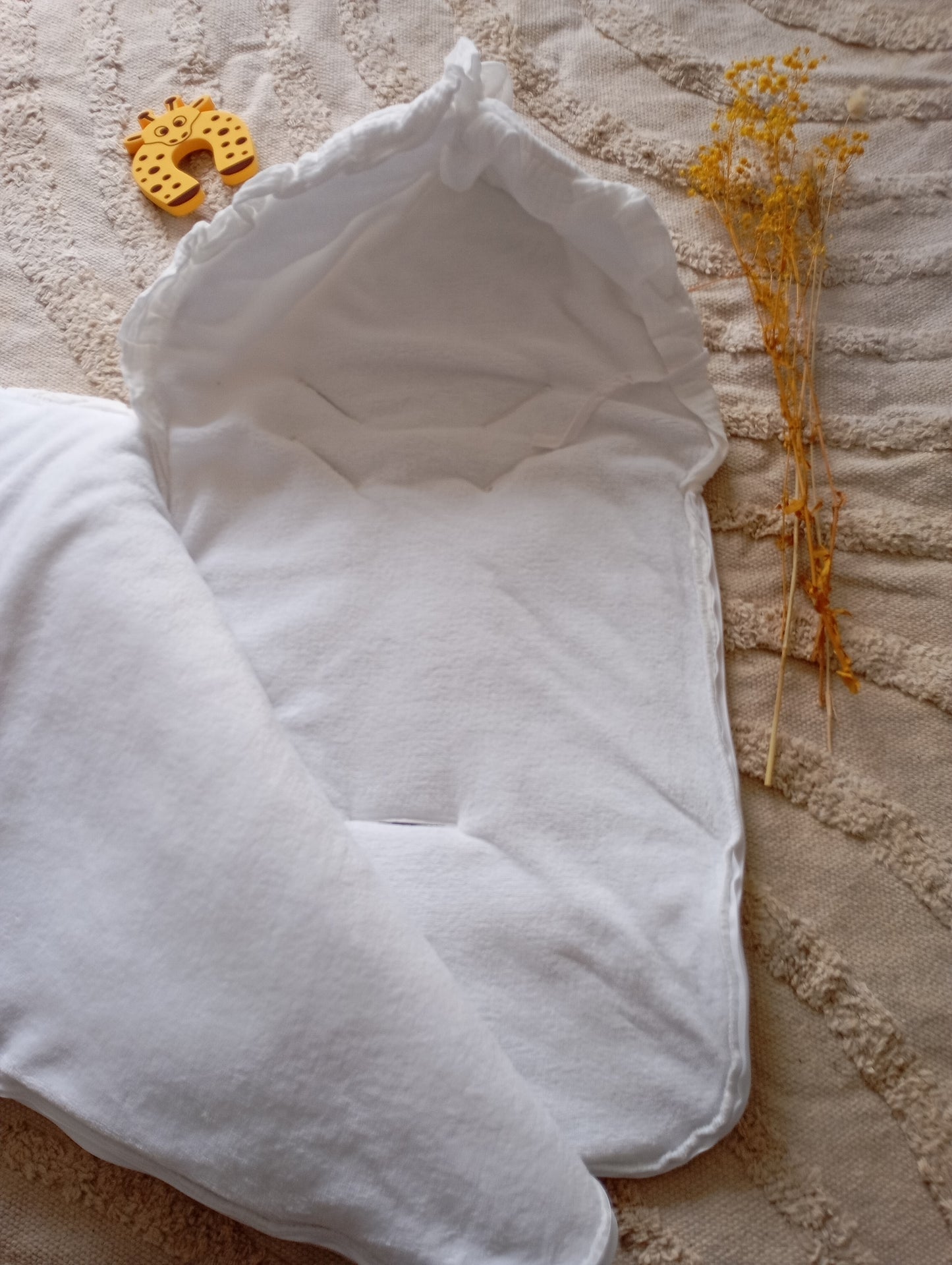 Nid d'ange gaze de coton et polaire blanc cassé