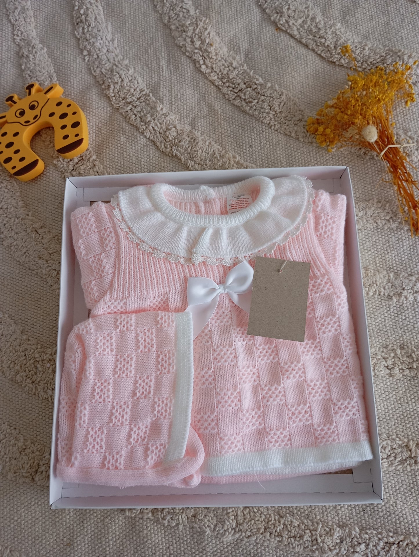 Ensemble bébé rose clair à nœud