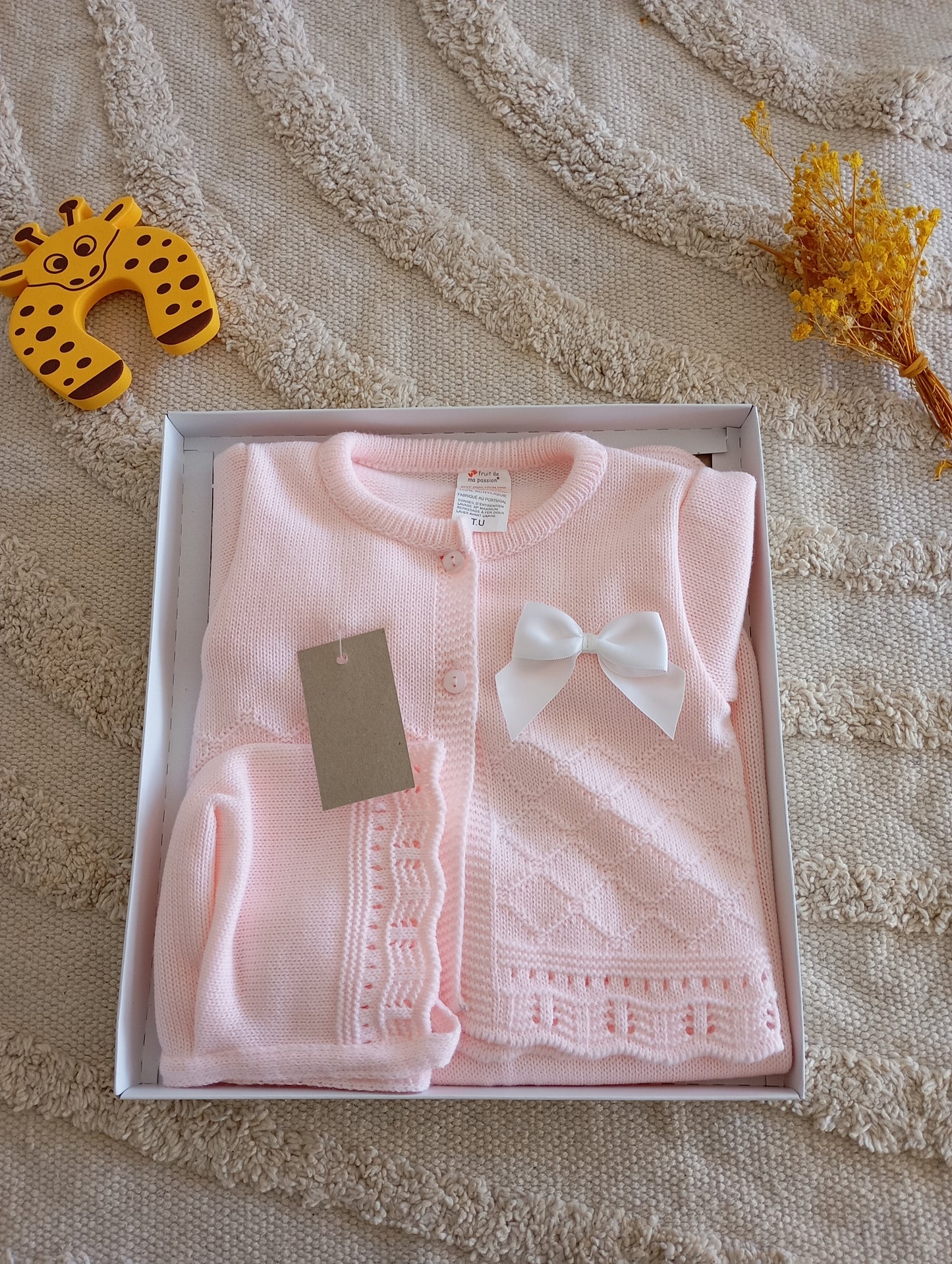 Ensemble bébé gilet rose clair