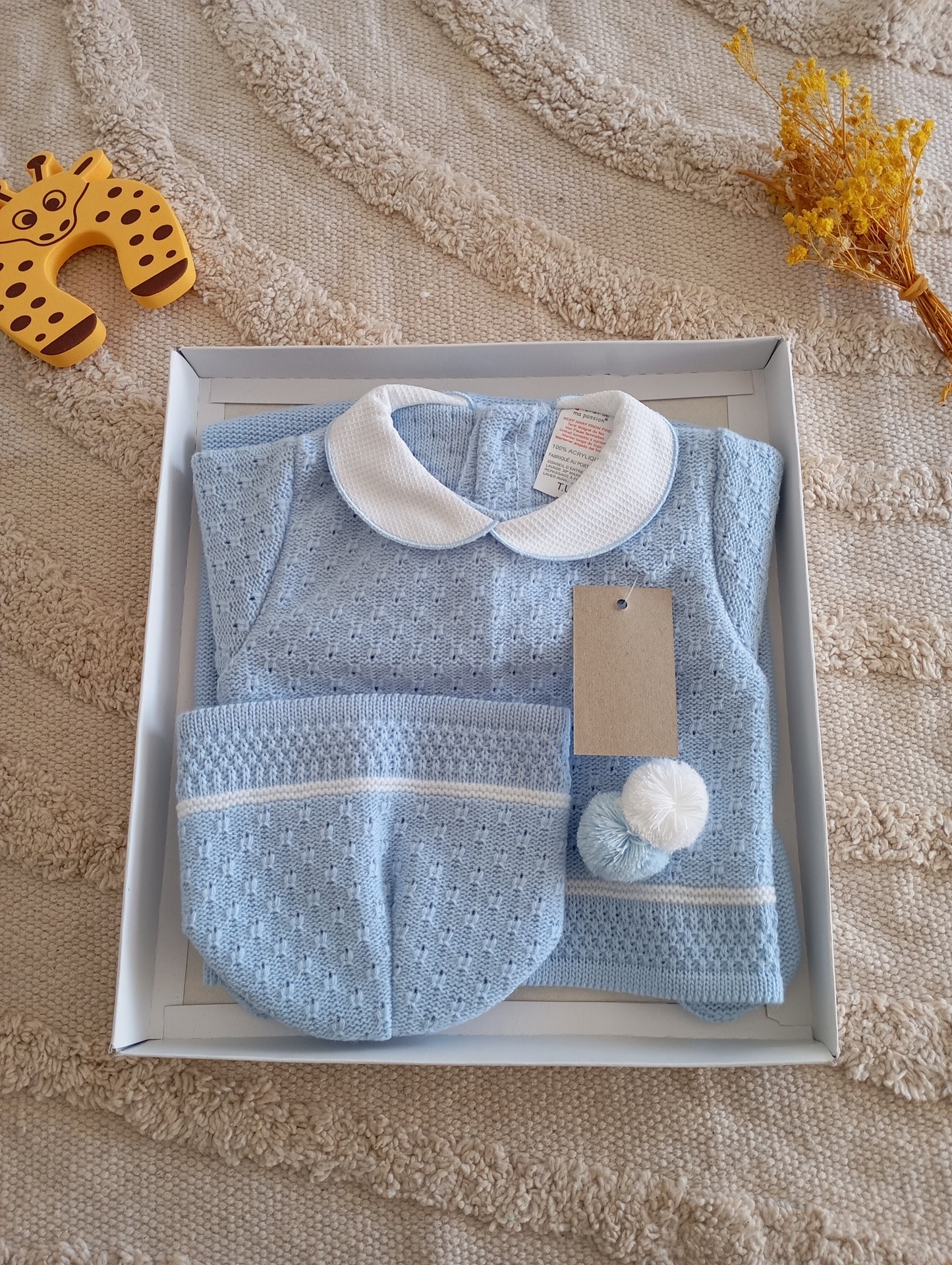 Ensemble bébé bleu clair pompon