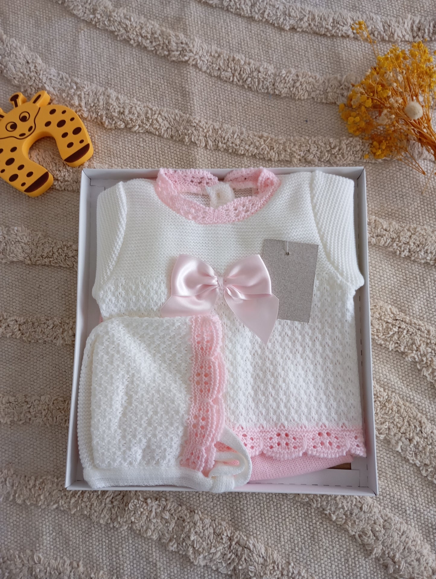Ensemble 3 pièces blanc/rose clair