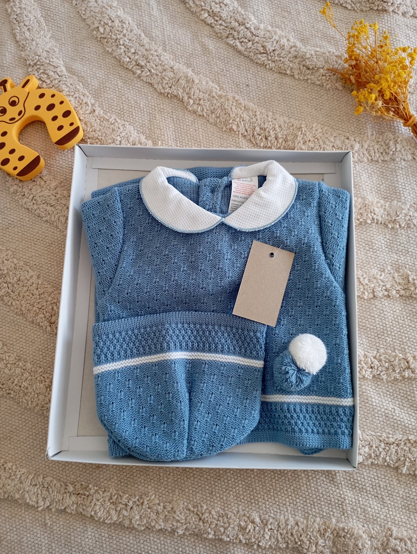 Ensemble bébé bleu foncé à pompons
