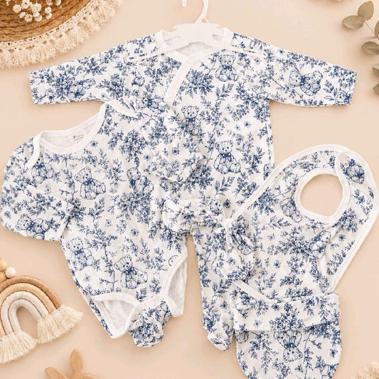 Ensemble 5 pièces motif ourson bleu