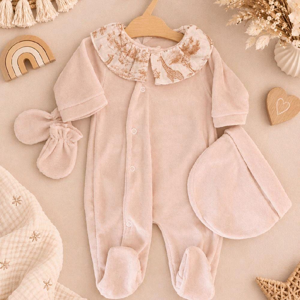 Ensemble bébé pyjama velours col savane