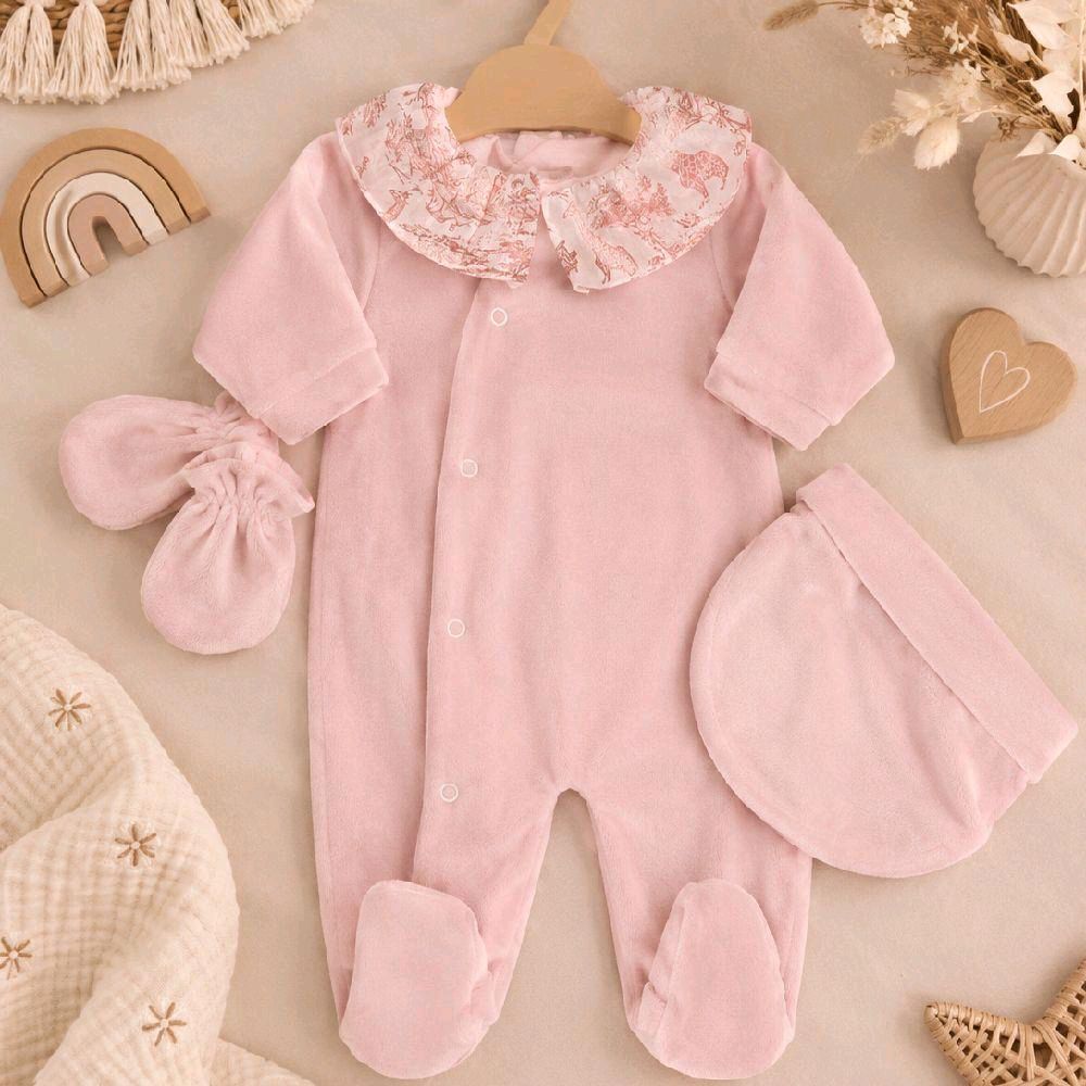 Ensemble bébé pyjama velours col savane