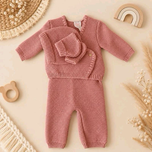 Ensemble bébé 4 pièces rose foncé