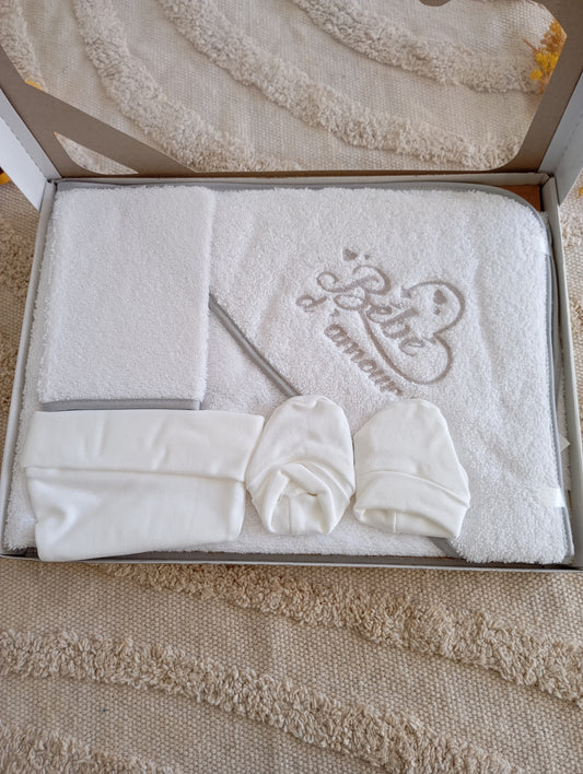 Coffret de bain blanc et gris