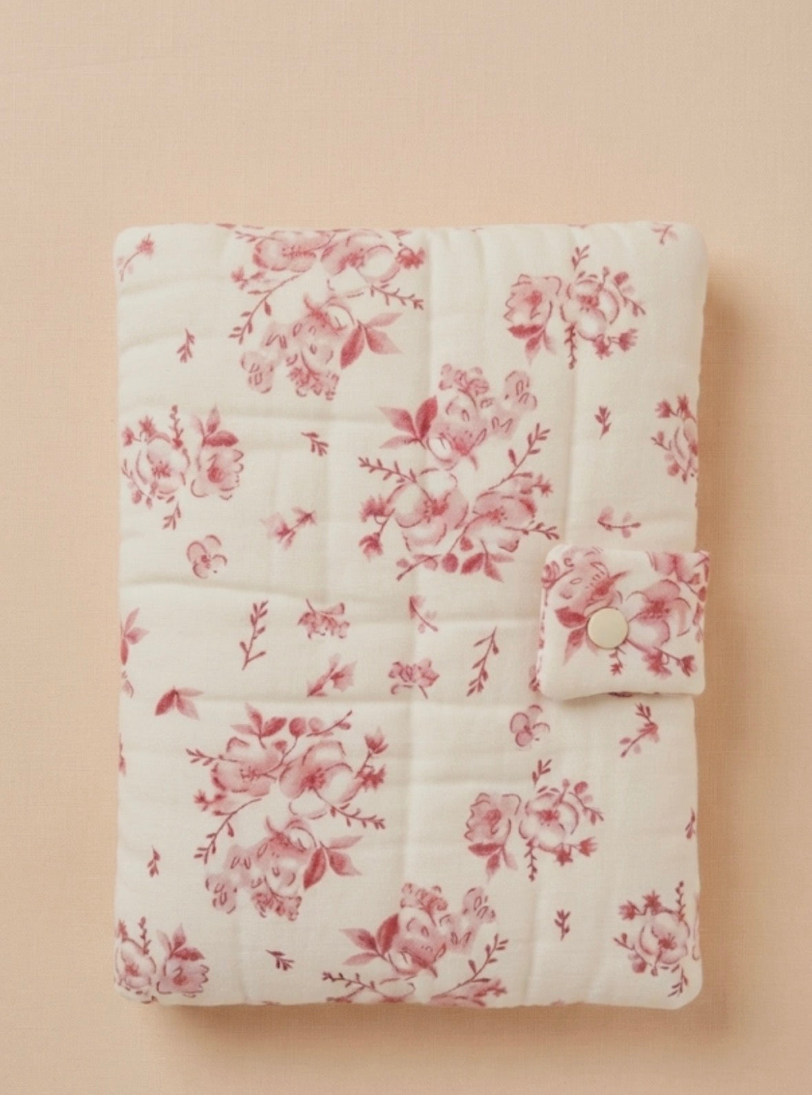 Protège carnet bébé fleur de coton roses