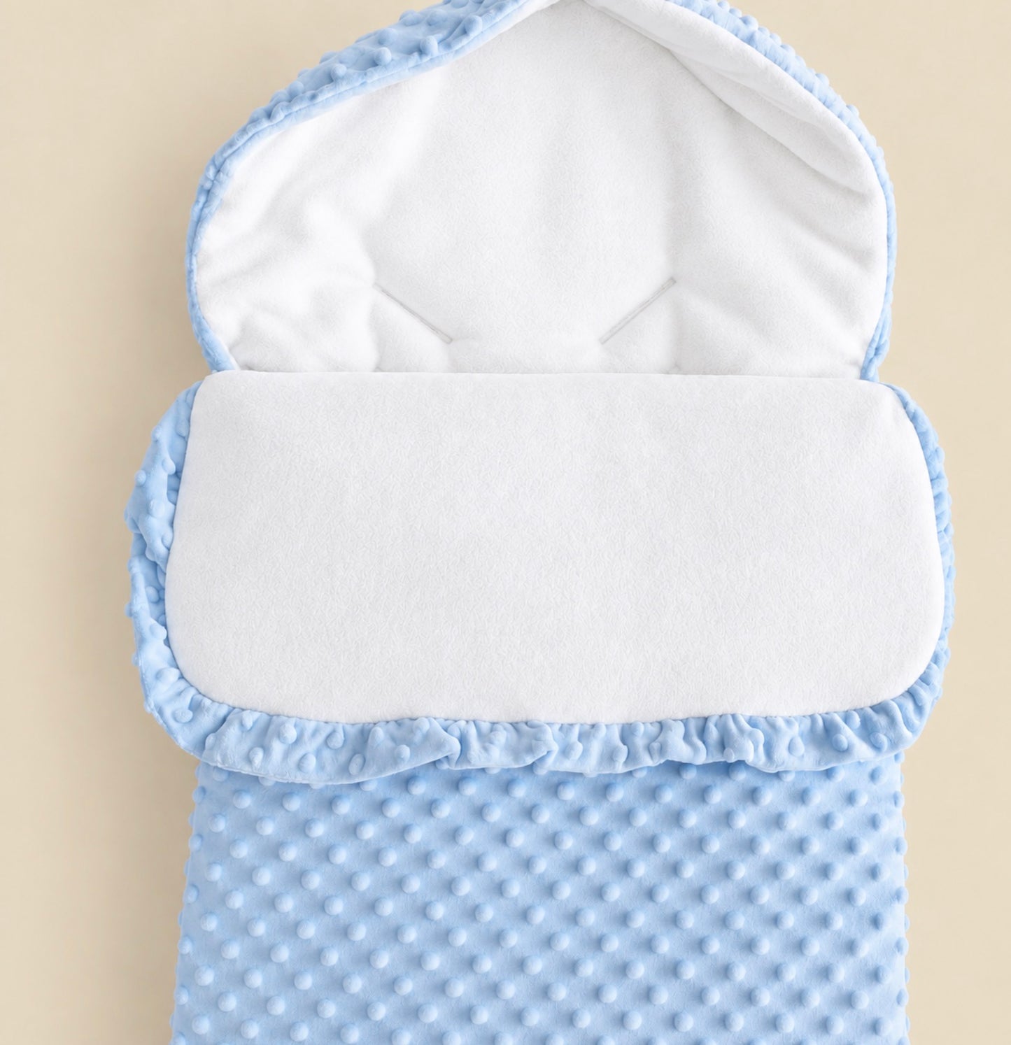 Nid d’ange minky polaire bleu