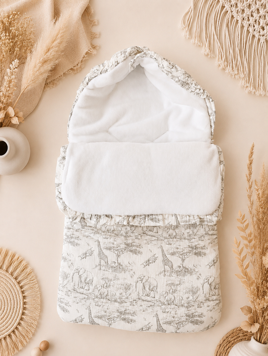 Nid d’ange gaze de coton et polaire savane gris