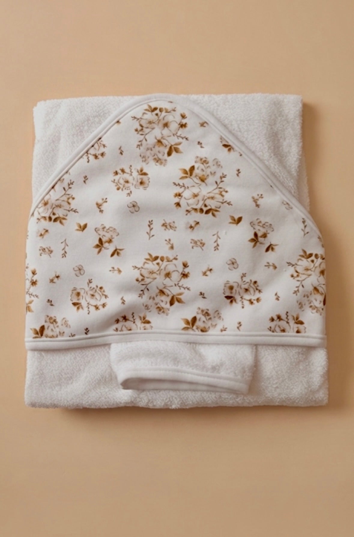 Cape de bain bébé coton beige