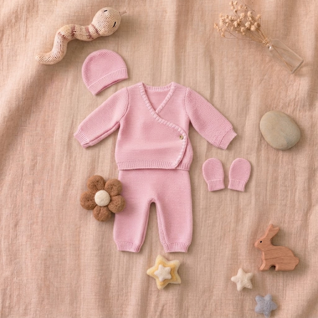 Ensemble bébé 4 pièces rose