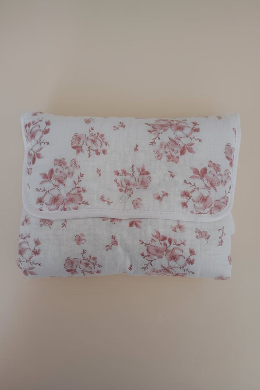 Tapis a lange fleurs coton rose