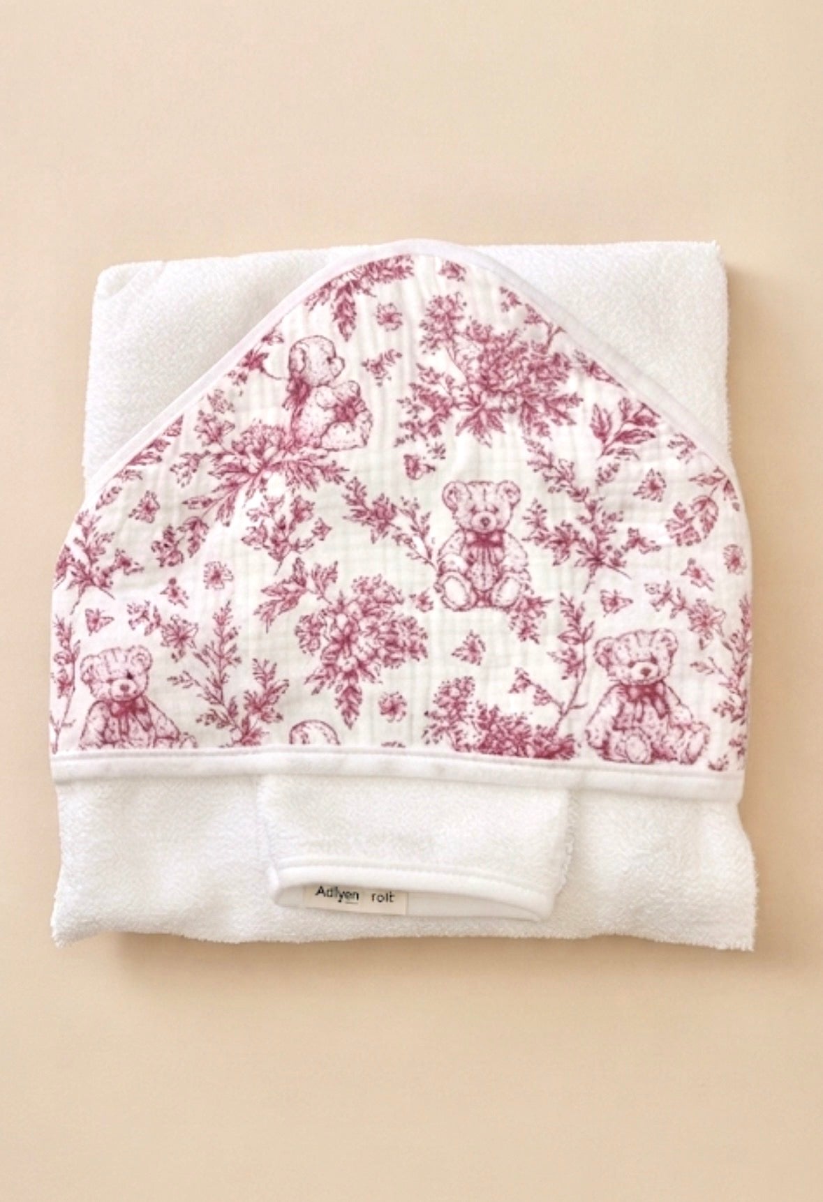 Cape de bain bébé ourson rose