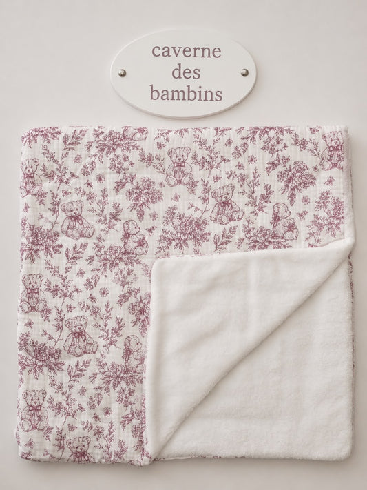 Couverture bébé ourson rose