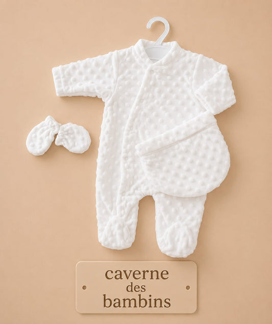 Ensemble pyjama 3 pièces minky blanc