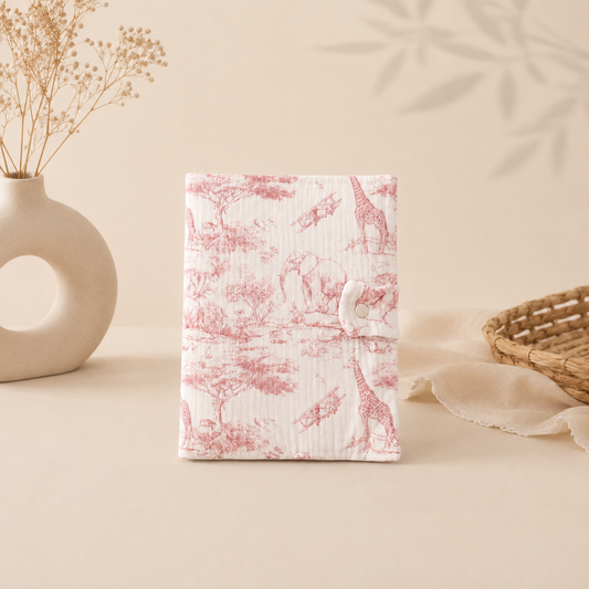 Protège carnet de santé bébé savane rose