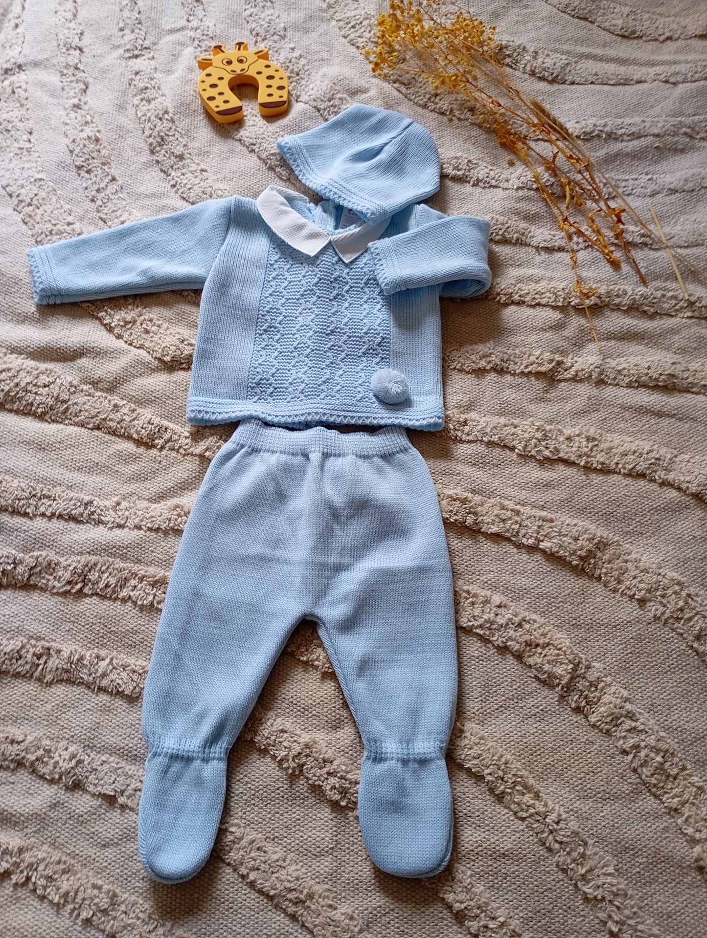 Ensemble bébé bleu clair pompon