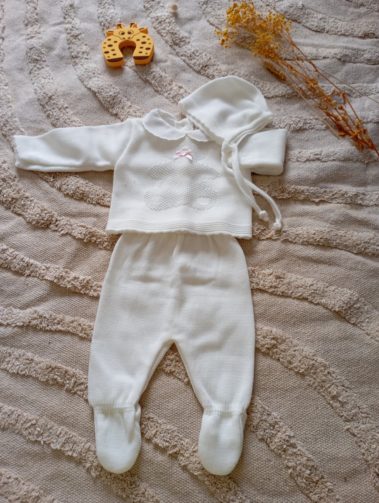 Ensemble bébé blanc motif ourson