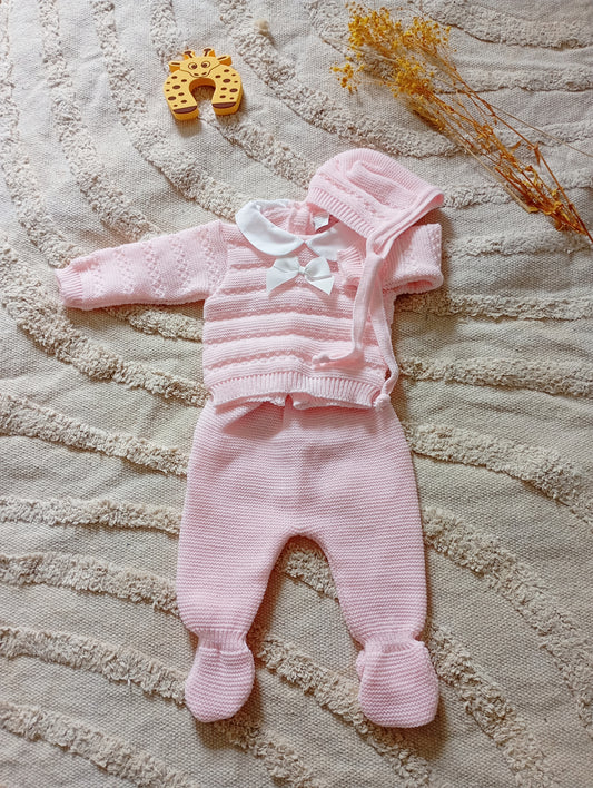 Ensemble bébé rose clair à nœud