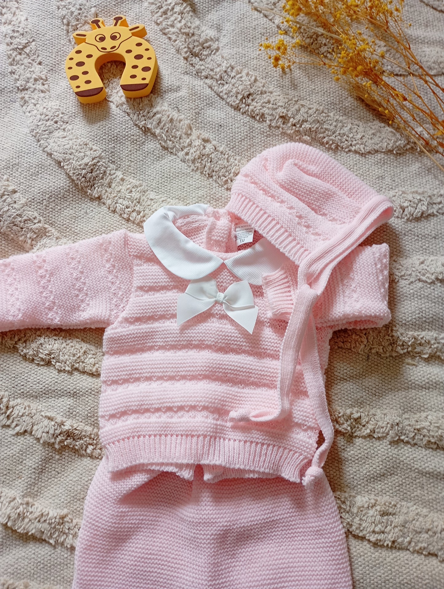 Ensemble bébé rose clair à nœud