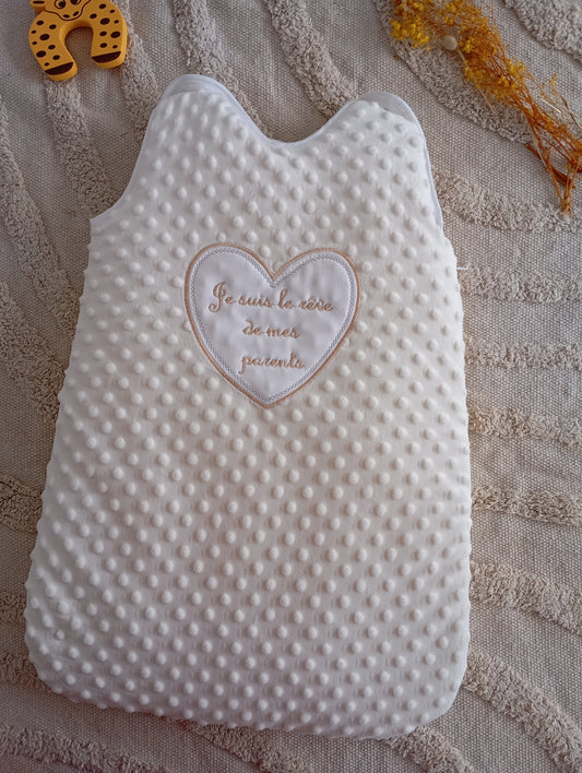 Gigoteuse bébé coeur écru