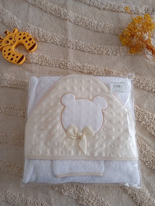 Cape de bain bébé écru