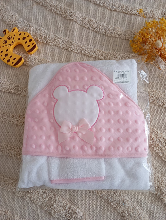 Cape de bain bébé rose