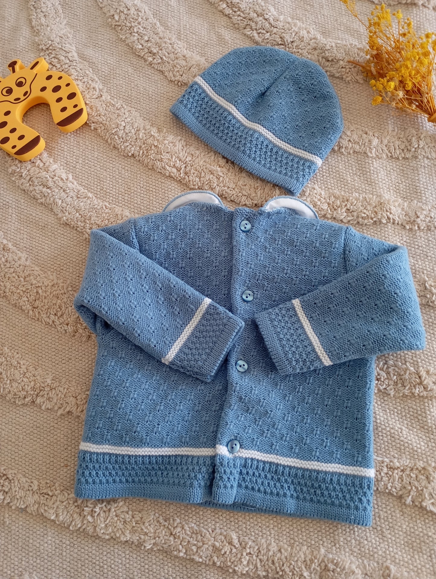 Ensemble bébé bleu foncé à pompons