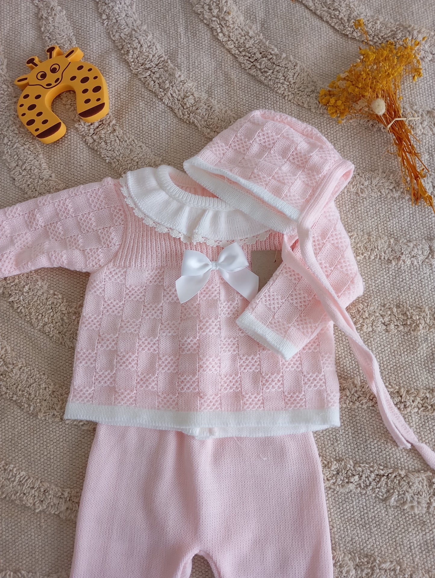 Ensemble bébé rose clair à nœud