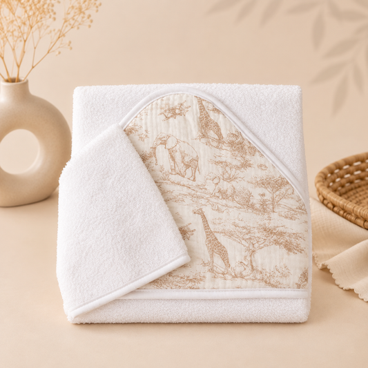 Cape de bain bébé savane beige