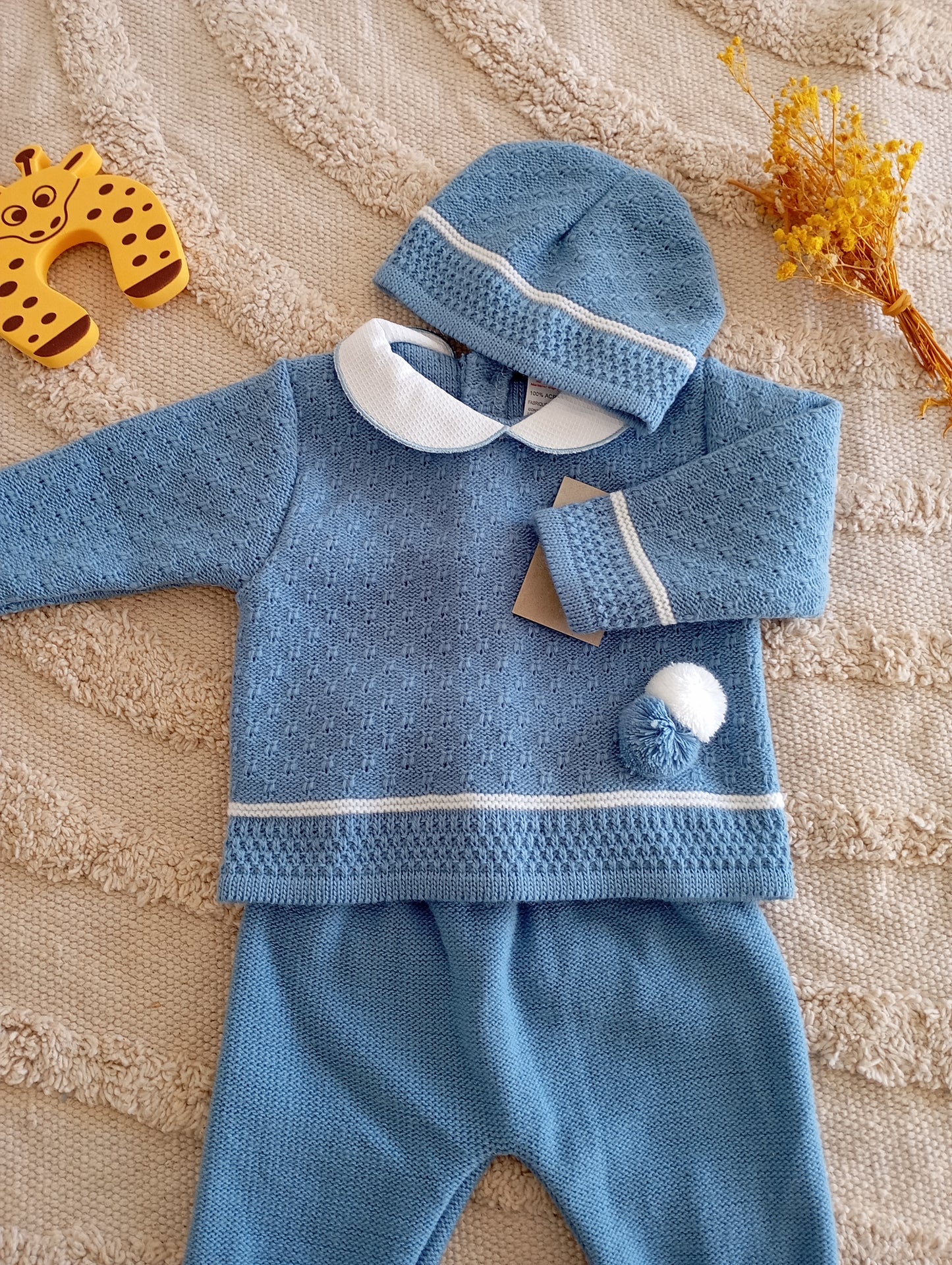 Ensemble bébé bleu foncé à pompons