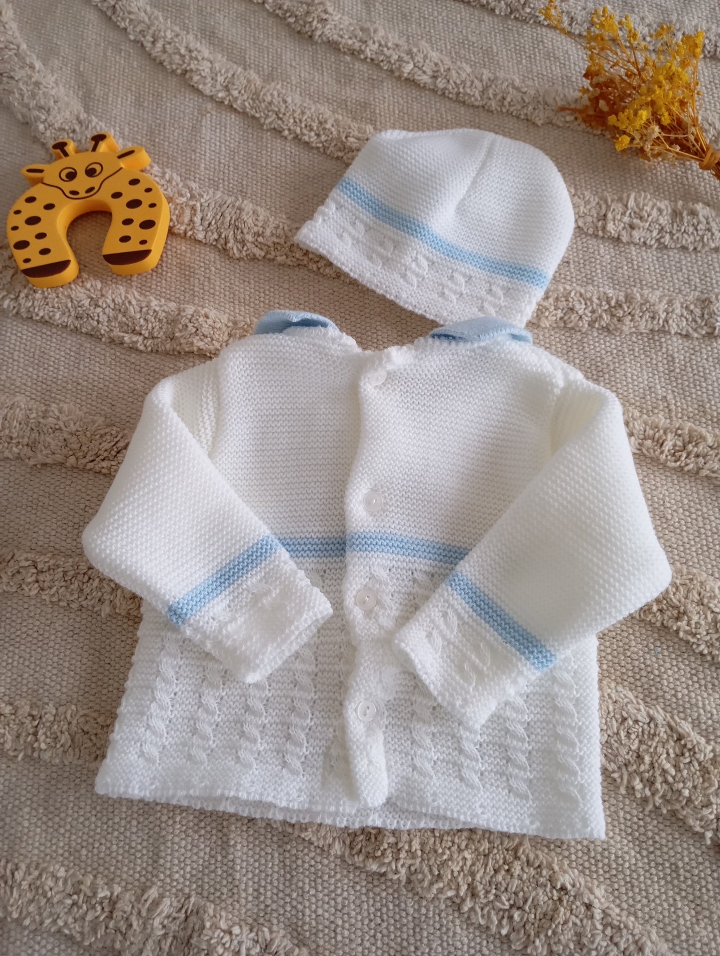 Ensemble blanc liseré bleu