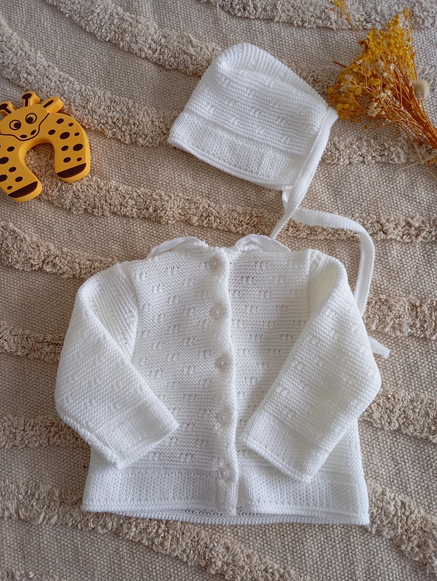 Ensemble bébé blanc nœud blanc