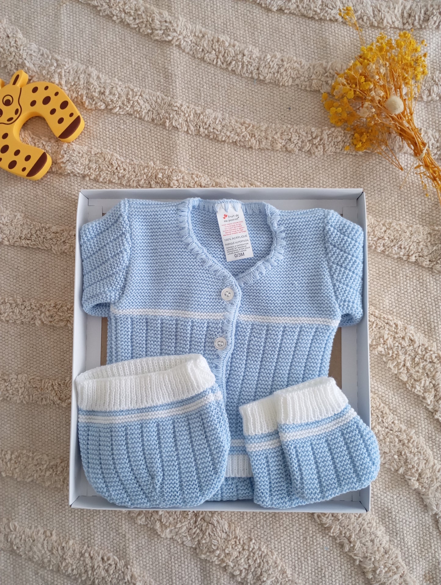 Ensemble bébé 4 pièces bleu/blanc