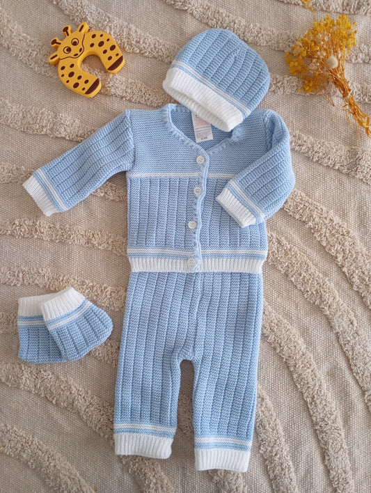 Ensemble bébé 4 pièces bleu/blanc
