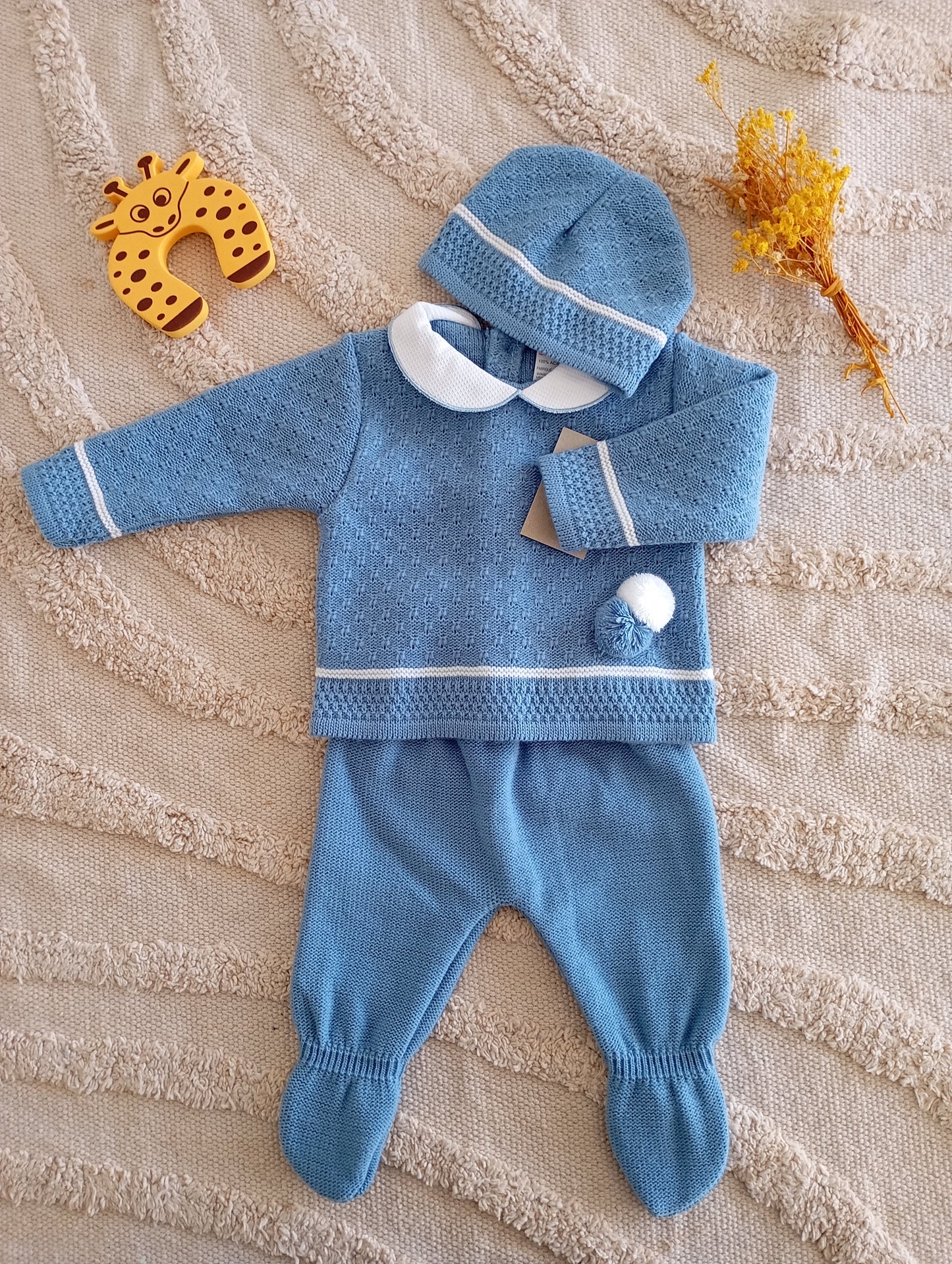 Ensemble bébé bleu foncé à pompons