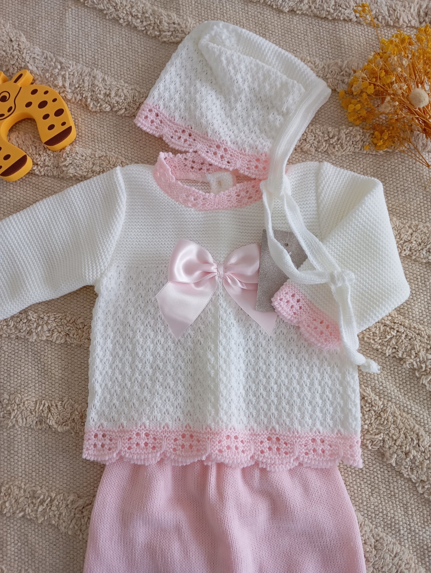 Ensemble 3 pièces blanc/rose clair