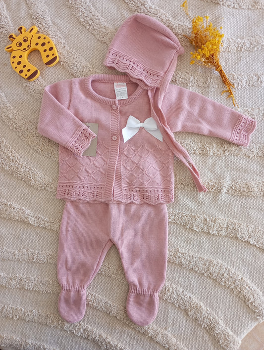 Ensemble bébé gilet rose foncé