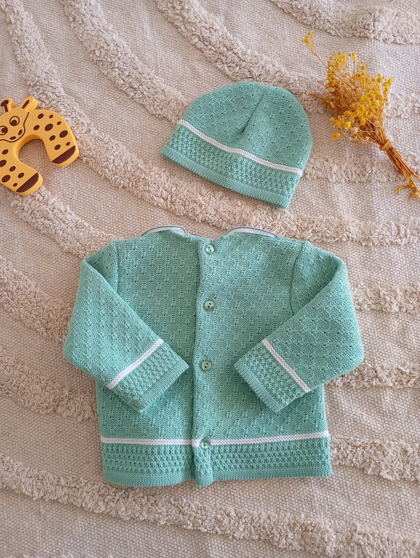 Ensemble bébé vert à pompons