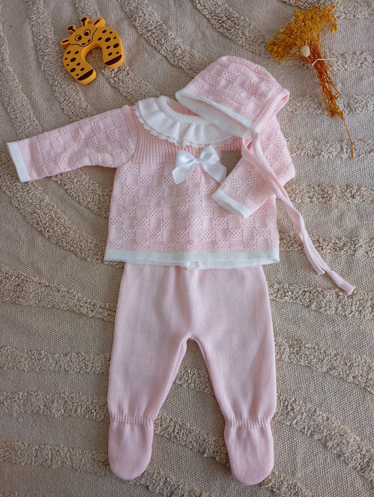 Ensemble bébé rose clair à nœud