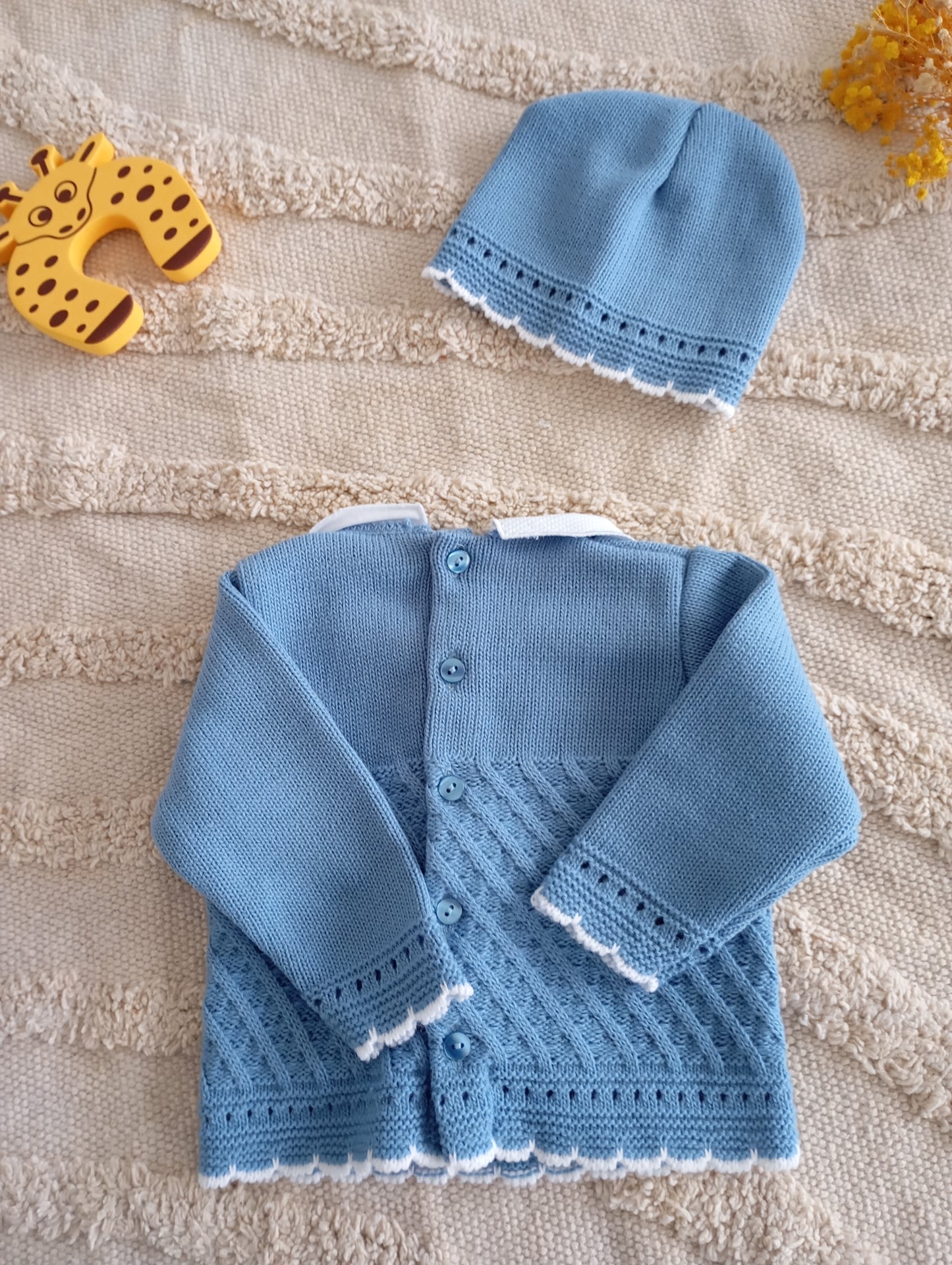 Ensemble bébé bleu foncé col blanc
