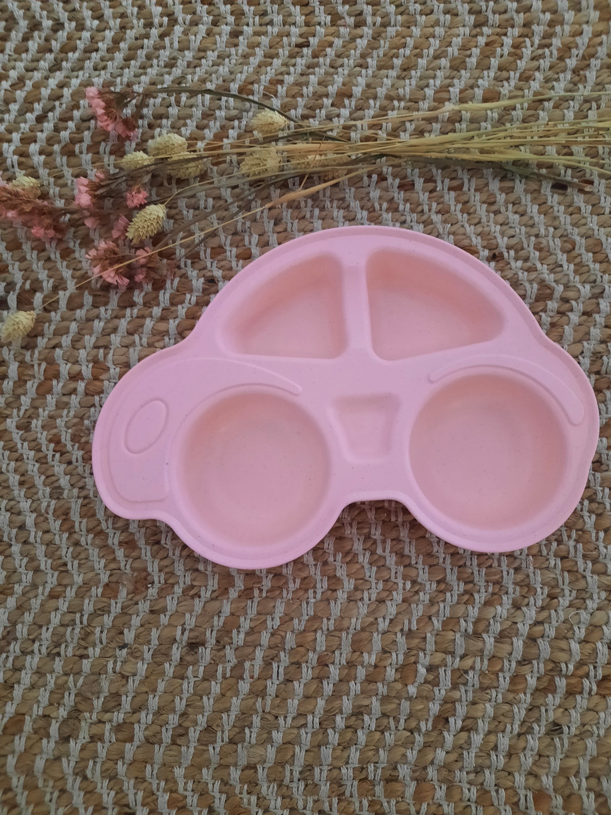 assiette repas bébé enfant forme voiture rose