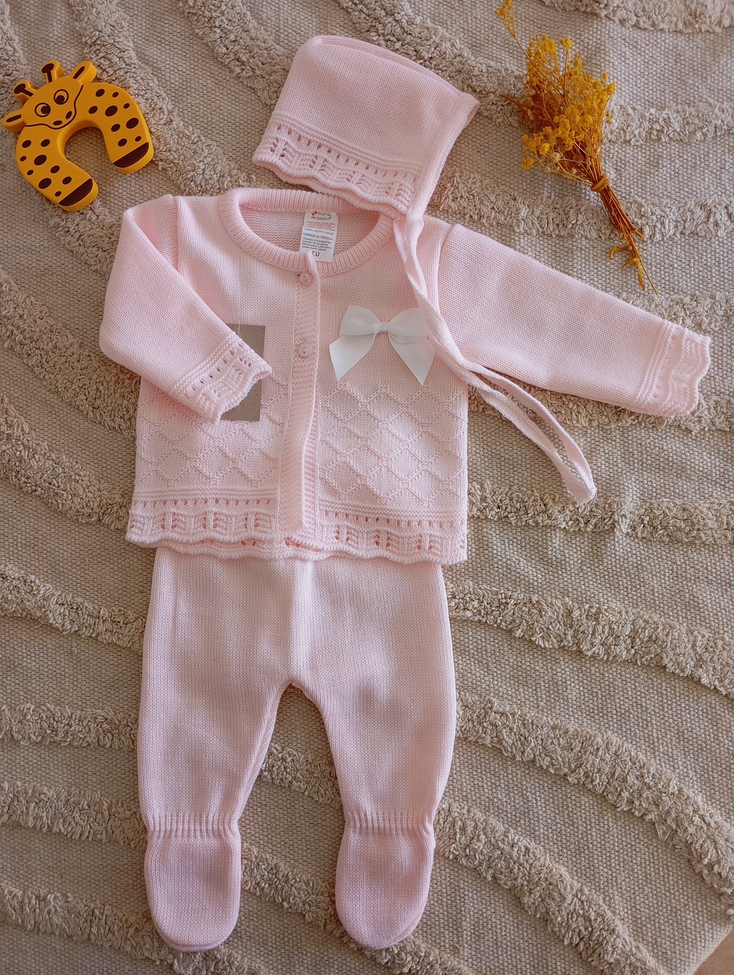 Ensemble bébé gilet rose clair