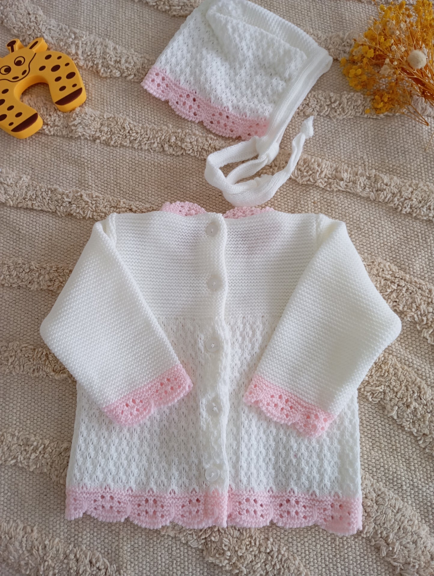Ensemble 3 pièces blanc/rose clair
